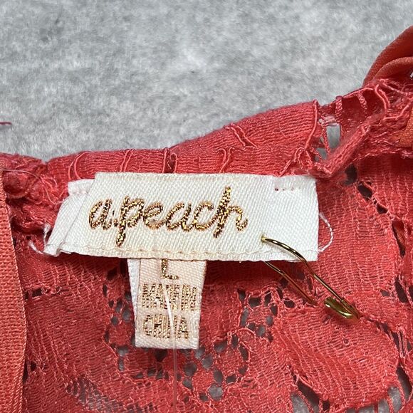 PAPAYA Dress Women Size Large Coral Sleeveless Lace Short Bodycon Slit - Picture 11 of 13